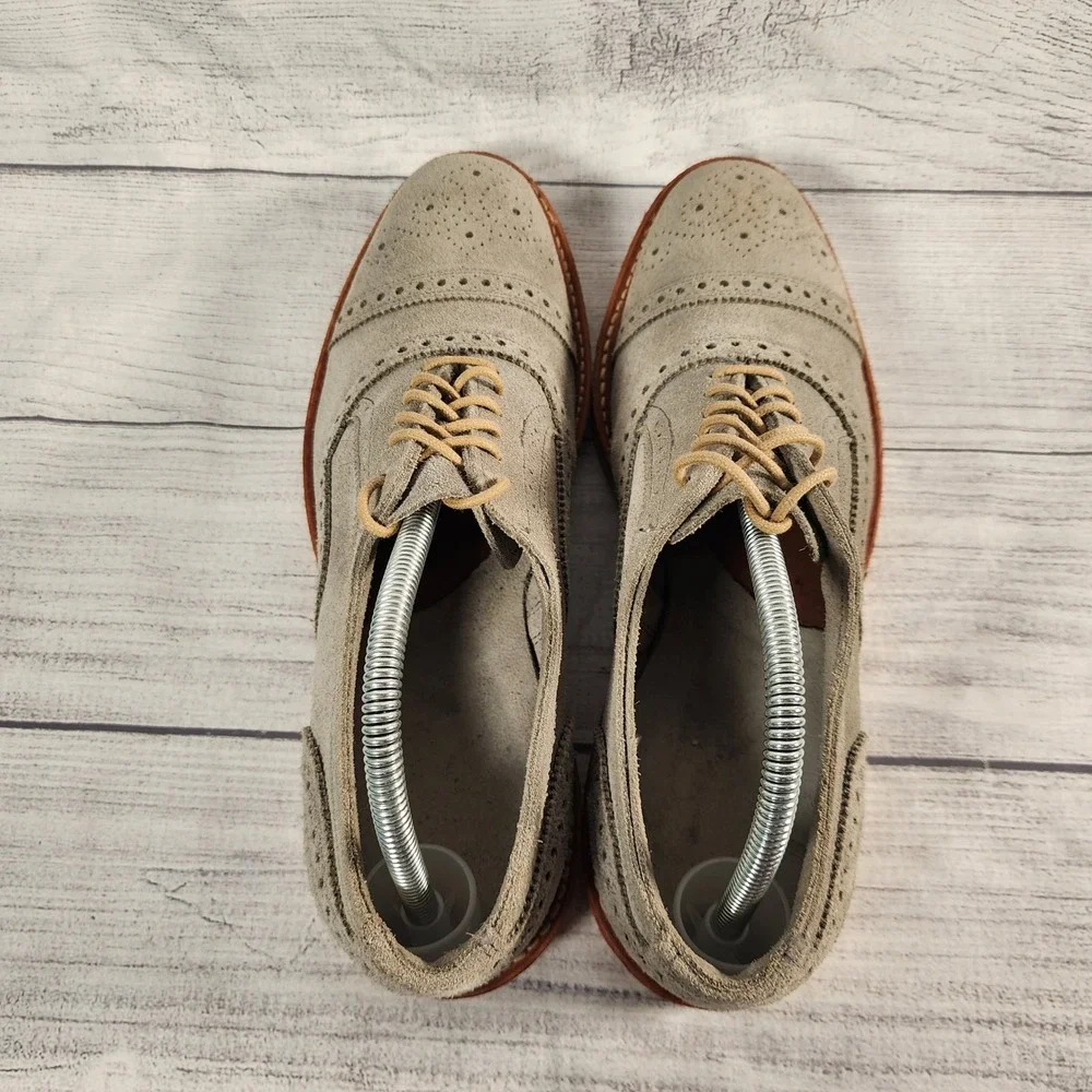 Allen Edmonds Strandmok Men's Size 8.5D Cap Toe Gray Suede Oxford Vibram Gumlite - Picture 5 of 7
